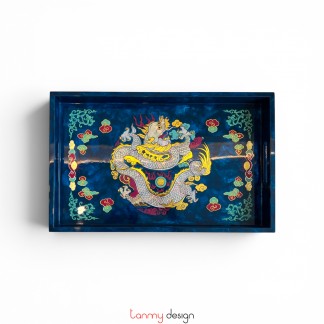 Dragon-Cloud lacquer tray 25x40 cm